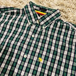 Men's Abercrombie &‎ Fitch Plaid Long Sleeve Shirt Green Yellow Blue White - L